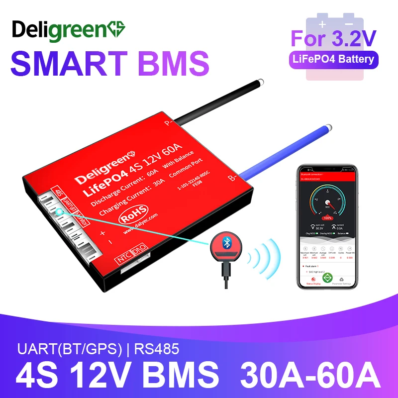 Smart BMS LiFePO4 BMS 4S 12V Bluetooth 485 to USB device CAN UART LCD For Lithium LiFePO4 LTO Batteries Top Merken Winkel